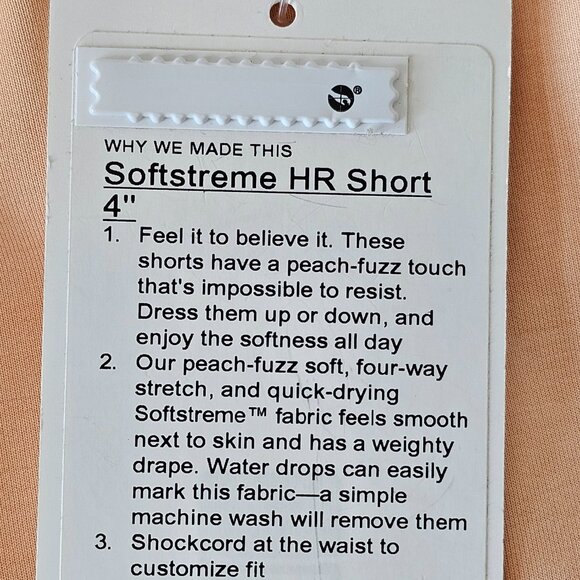 NWT LULULEMON PCHB Peach Bellini Softstreme High Rise 4" Shorts 2 - Picture 7 of 7